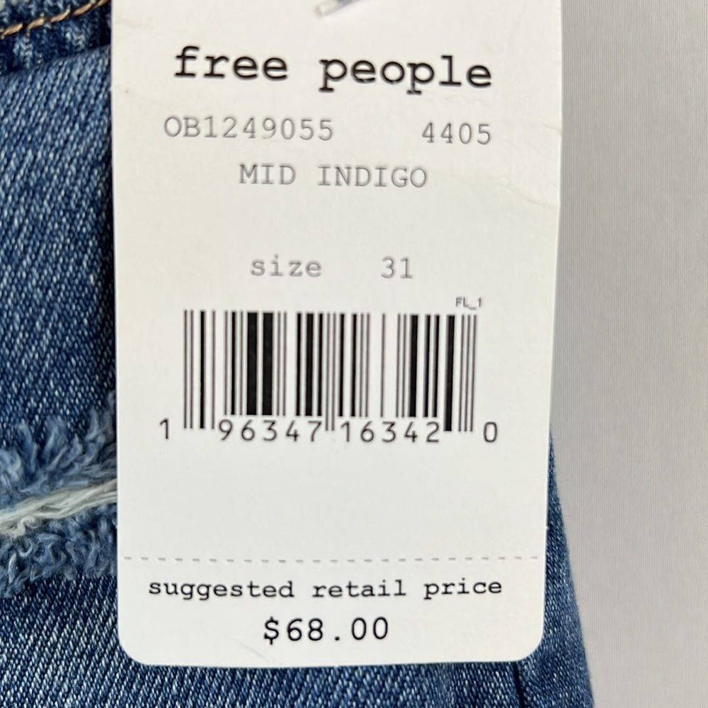Free People We The Free Loving Good Vibrations Cutoffs- Mid Indiago- Size 31-NWT - Picture 8 of 12
